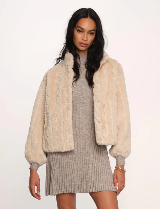 Martha Faux Fur Jacket- Nougat/Taupe