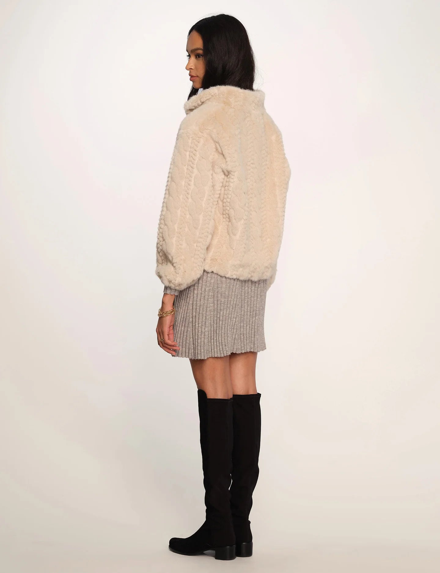 Martha Faux Fur Jacket- Nougat/Taupe