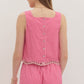 Striped Eyelet Top- Pink