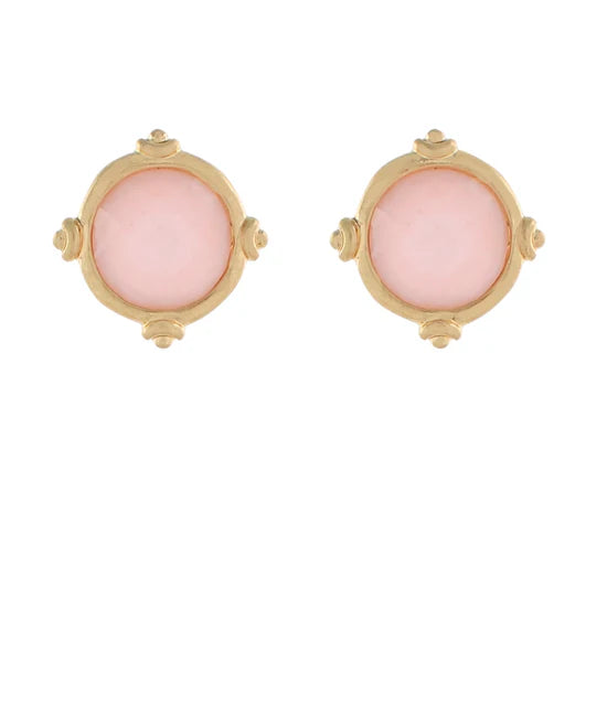 Faceted Stone Earrings- Pink