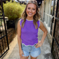Hud Scalloped Top- Purp;e/White