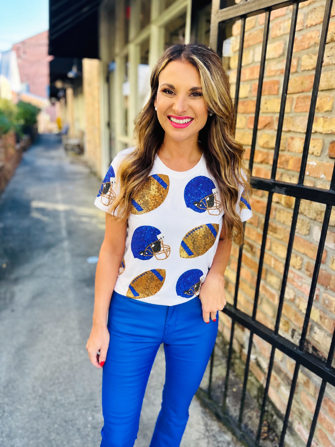 Football Fever Tee- Royal & Gold