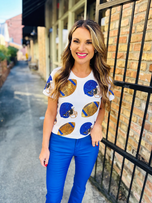 Football Fever Tee- Royal & Gold