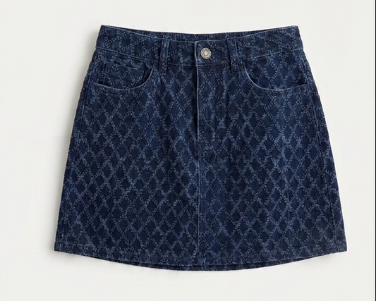 Diamond Denin Skirt- Blue