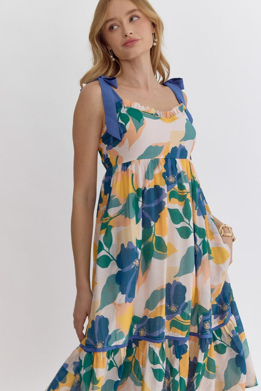 Travers Floral Maxi Dress- Blue Combo