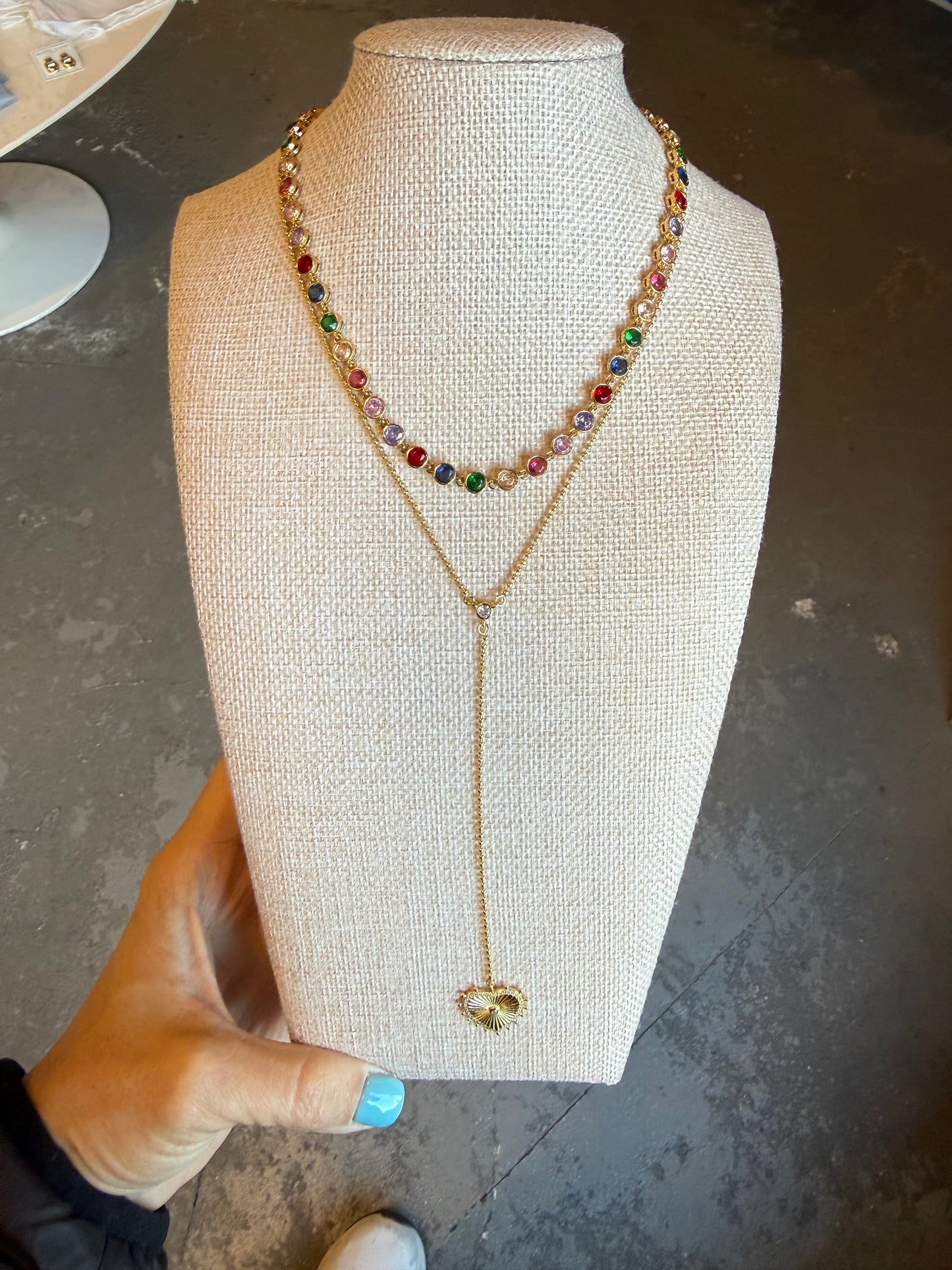 Celeste Colored Tennis Necklace- Multi