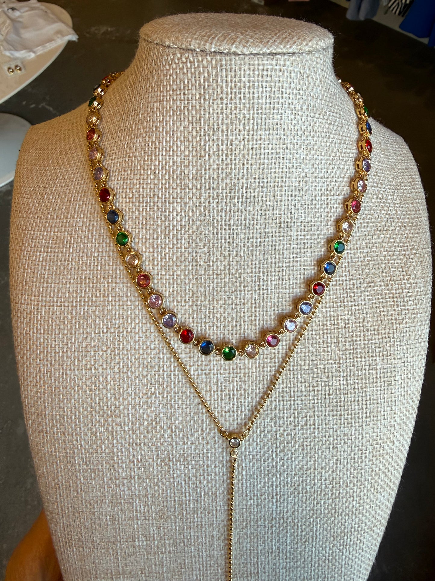 Celeste Colored Tennis Necklace- Multi