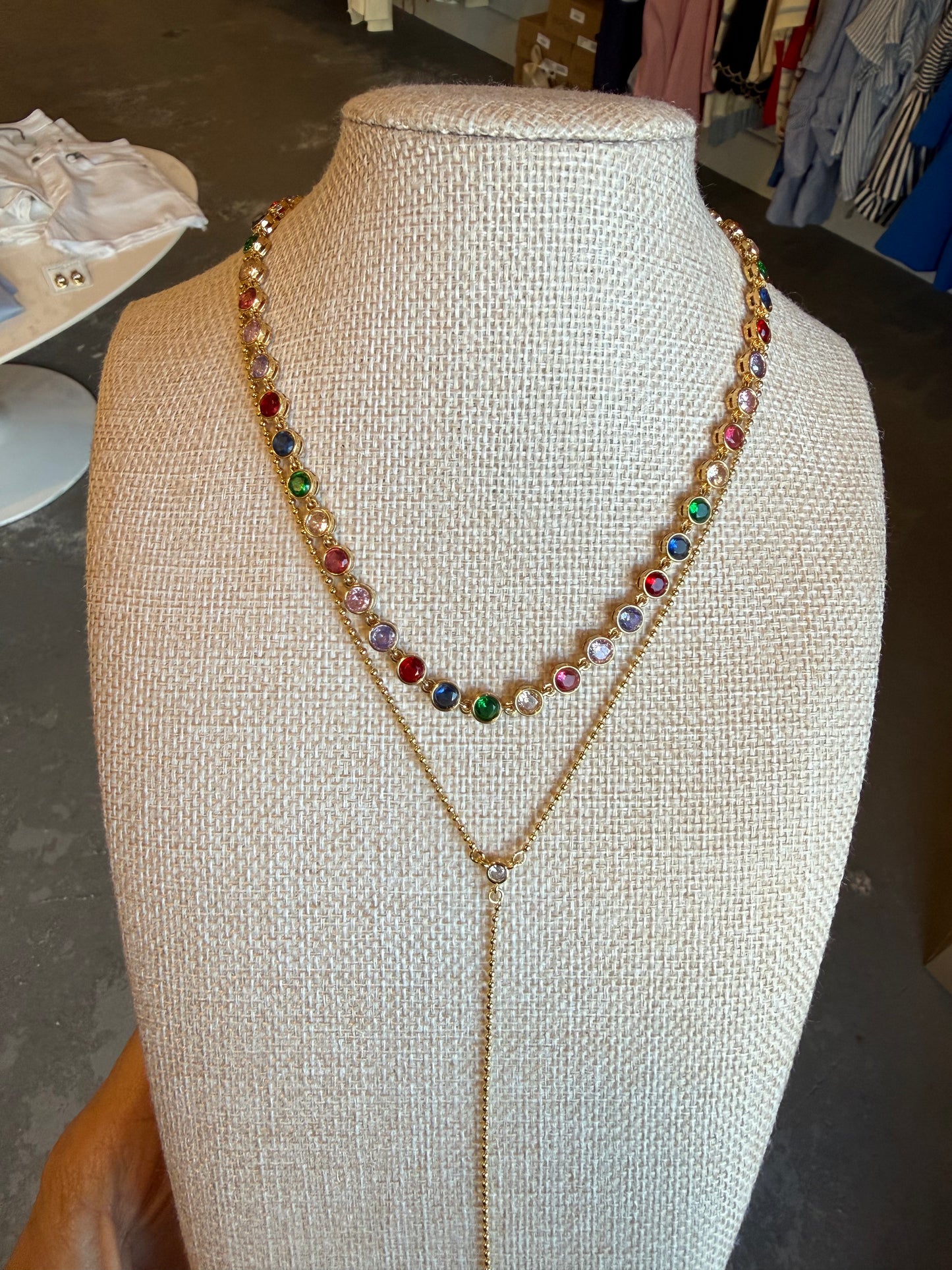 Celeste Colored Tennis Necklace- Multi