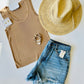 Cory Ribbed Tank- Beige