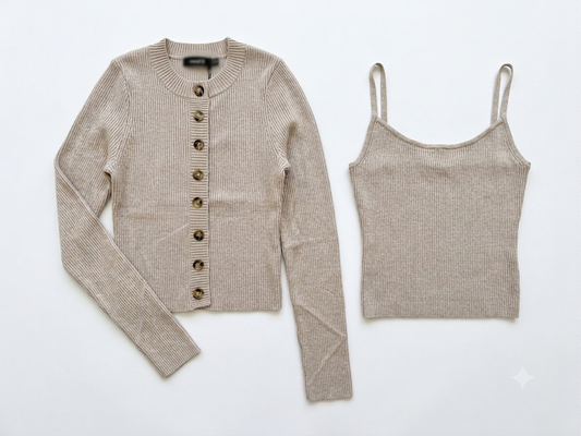 Ridge Ribbed 2 PC SET- Khaki