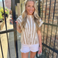 Tiger Boxy Sweater Top- Ivory/Tan