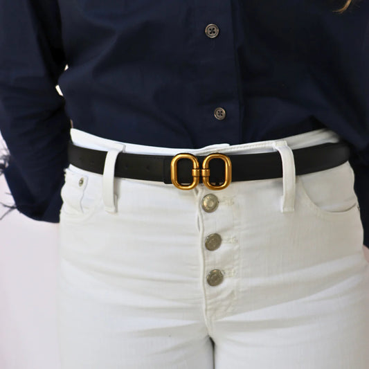 Double Oval Linked Belt- Black