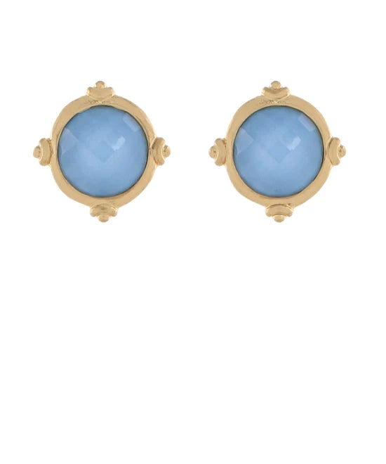 Faceted Stone Earrings- Light Blue