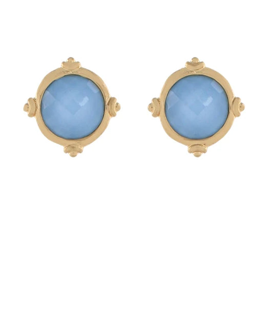 Faceted Stone Earrings- Light Blue