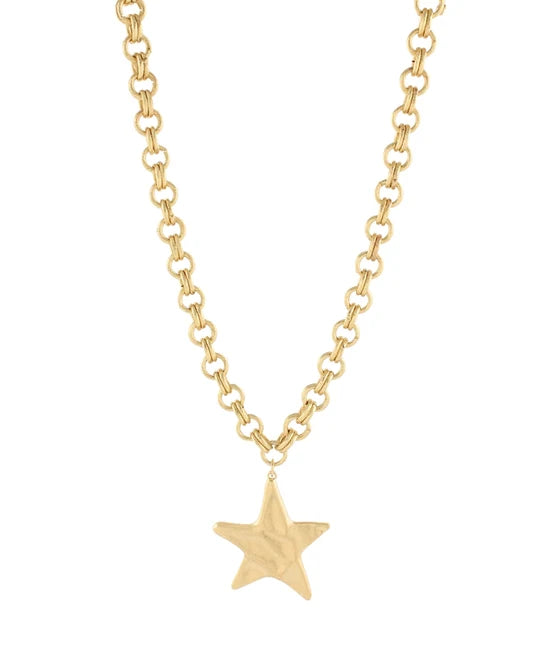 Hammered Star Pendant Chain Necklace