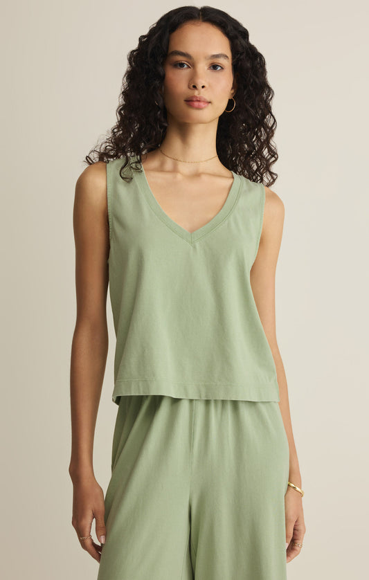 Z Supply Sloane V-Neck Tank- Crystal Green