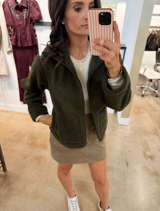 Dena Faux Shearling Zip Up