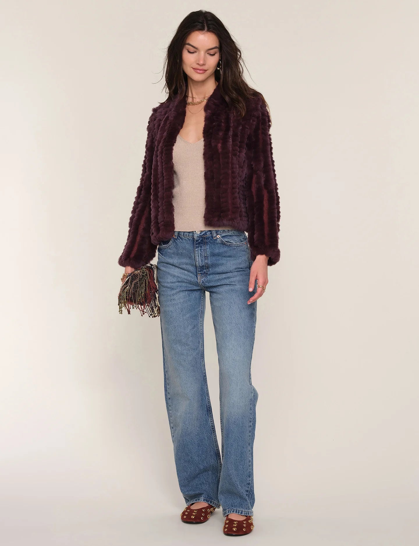 Rosa Fur Jacket- Bordeaux