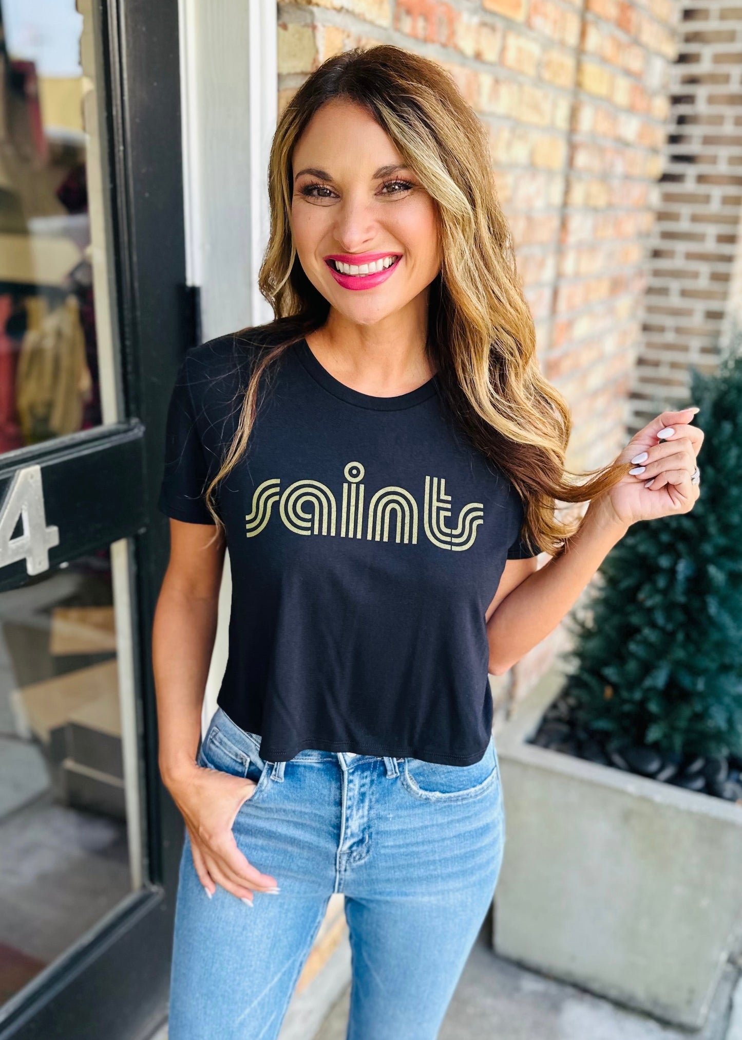 Saints Crop Tee- Black