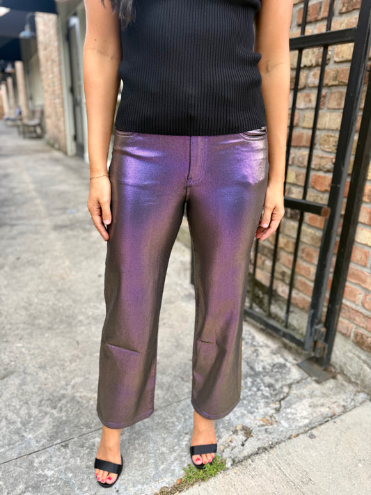 Charlotte (Electric Violet) HR Wide Leg Denim