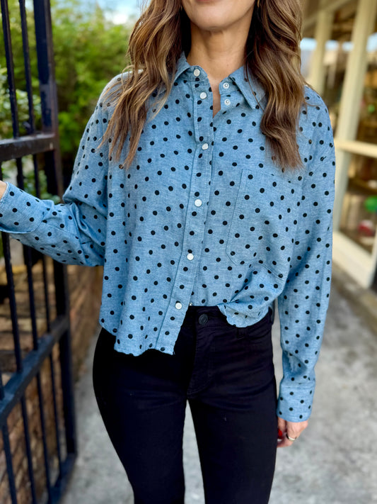 Bonnie Polka Dot Cropped Shirt