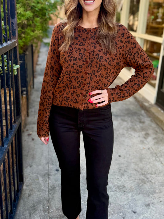 Z Supply Medina Leopard Cardigan- Burnt Umber