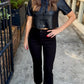Grayson Faux Leather Top- Black