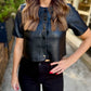 Grayson Faux Leather Top- Black
