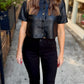 Grayson Faux Leather Top- Black