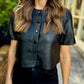 Grayson Faux Leather Top- Black