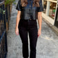 Grayson Faux Leather Top- Black