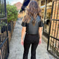 Grayson Faux Leather Top- Black