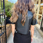 Grayson Faux Leather Top- Black
