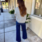 Ezra Striped Crew Neck Sweater- Heather Gray