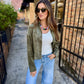 Z Supply All Day Cropped Suede Jacket- Monstera
