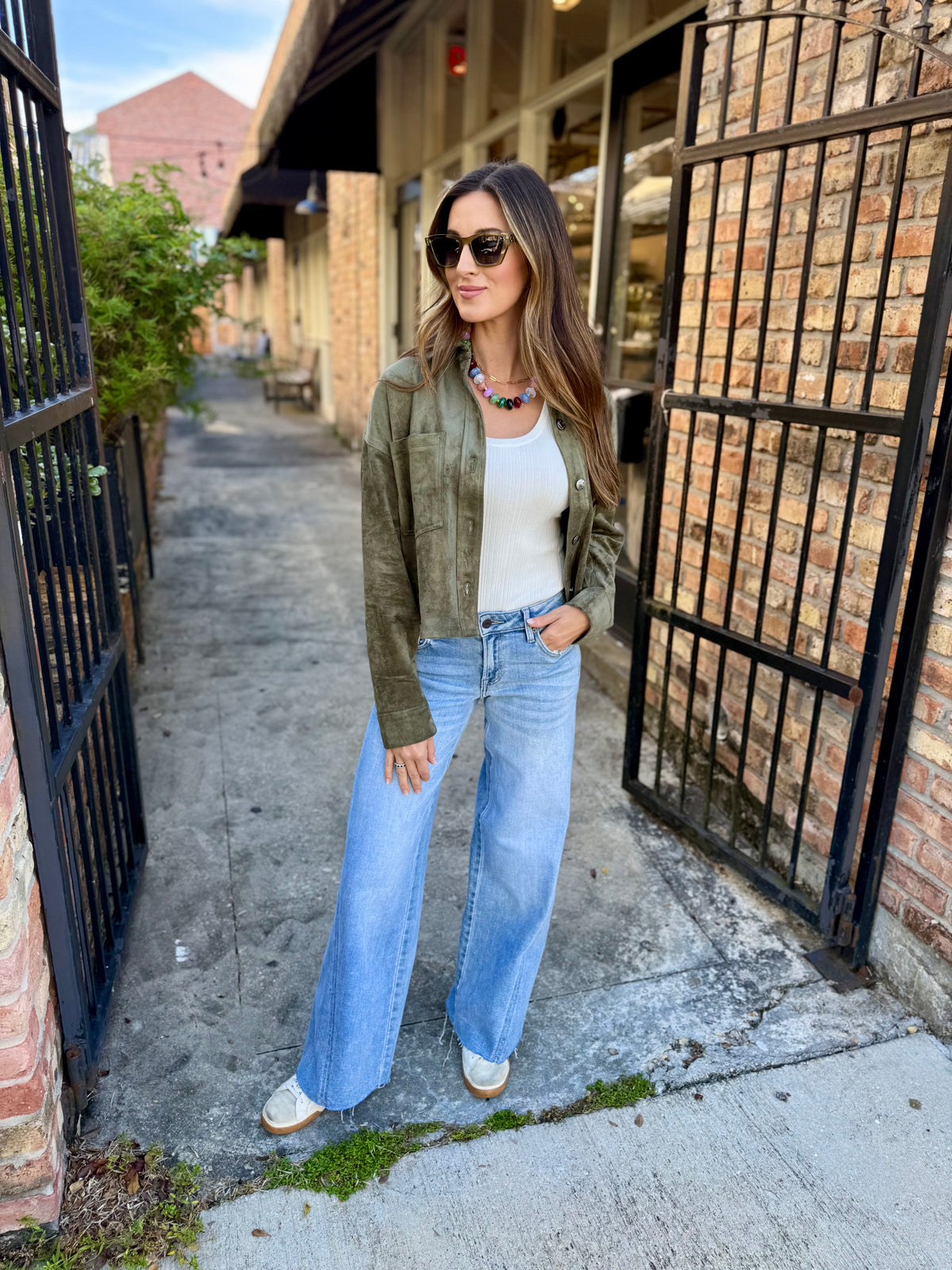 Z Supply All Day Cropped Suede Jacket- Monstera