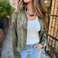 Z Supply All Day Cropped Suede Jacket- Monstera