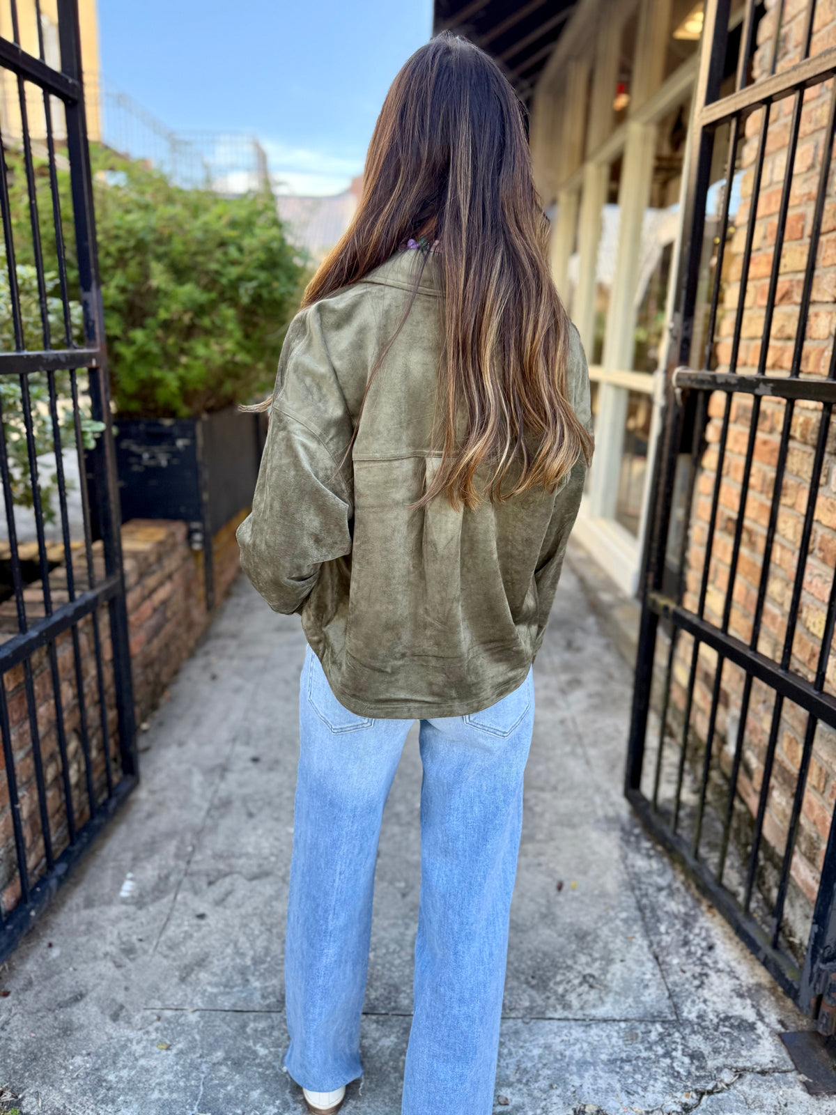 Z Supply All Day Cropped Suede Jacket- Monstera