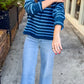 Ezra Striped Crew Neck Sweater- Blue