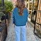 Ezra Striped Crew Neck Sweater- Blue