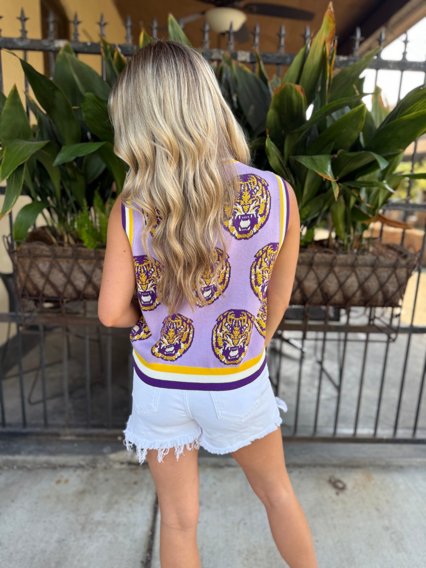 Queen LSU Knit Button Up Vest