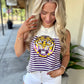 Queen LSU Mascot Striped Knit Tank