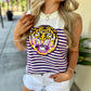 Queen LSU Mascot Striped Knit Tank