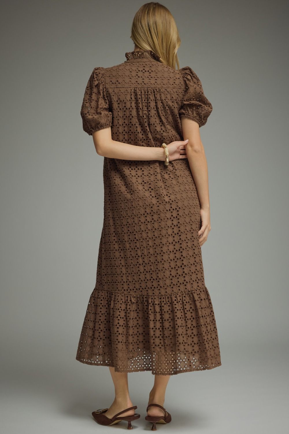 Jade Eyelet Maxi Dress- Brown