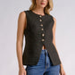 Metallic Tweed Vest- Black