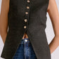Metallic Tweed Vest- Black