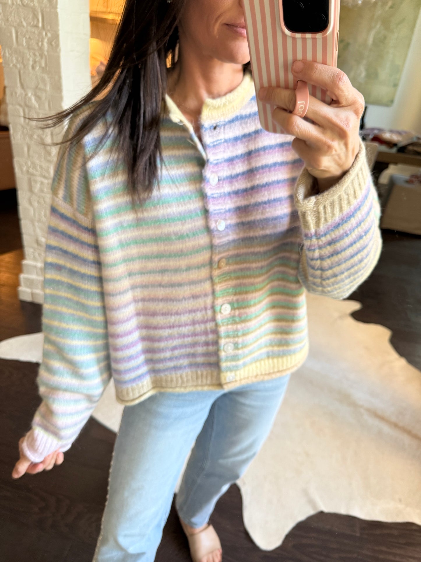 Meadow Sweater Cardigan- Lime Mix