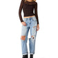 Lillie-Marie Knit Top- Dark Toffee