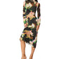 Mo Mesh Mock Neck Midi Dress- Floral