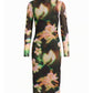 Mo Mesh Mock Neck Midi Dress- Floral